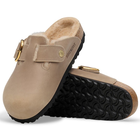 NEW Birkenstock Boston Big Buckle Shearling in Tobacco Brown - Picture 8 of 11